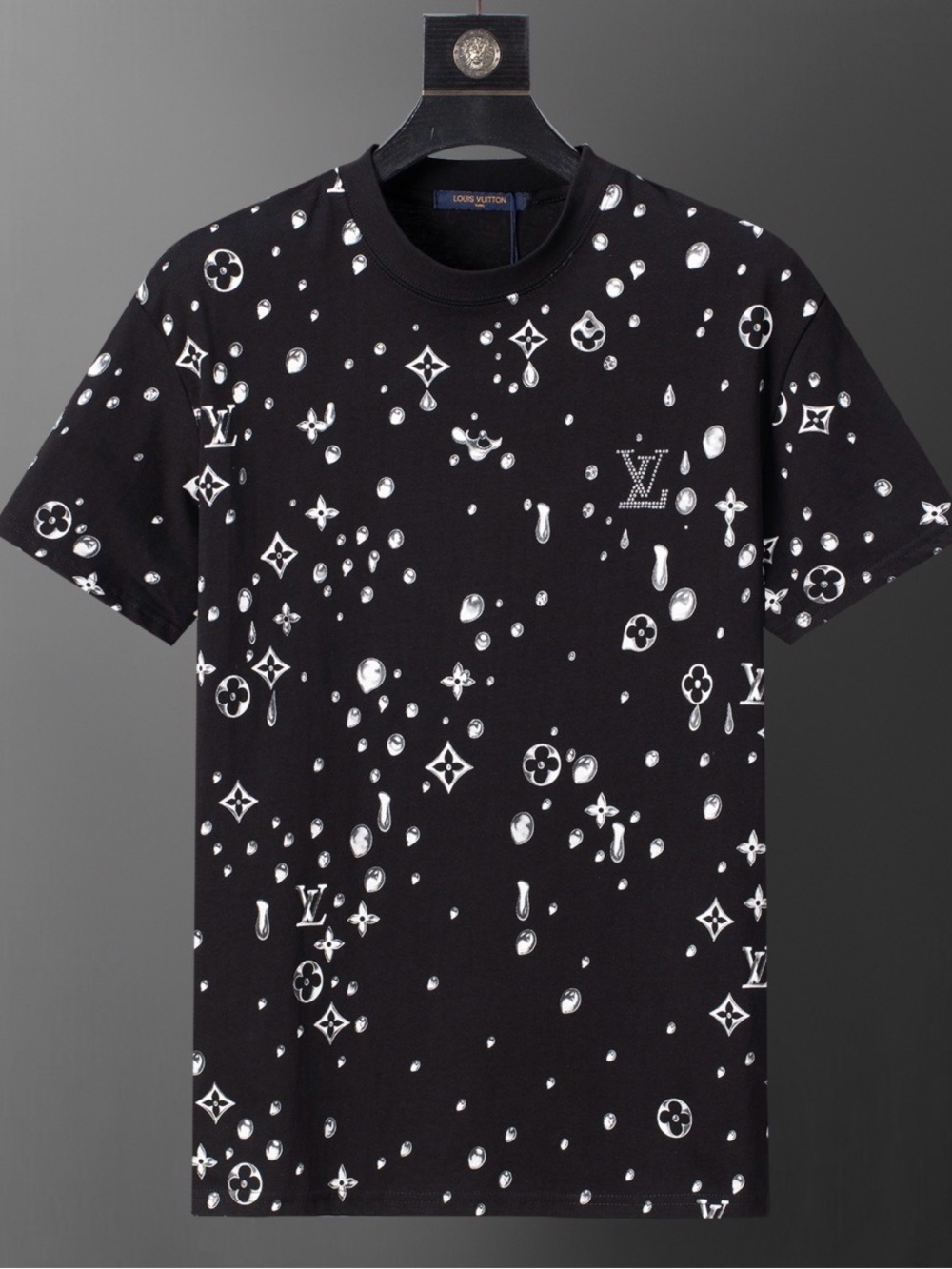 Louis Vuitton Black and White Monogram Droplet Print Crewneck